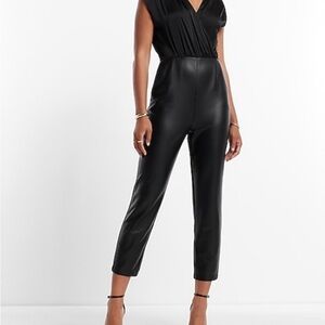 Express Faux Leather Elegant Black Jumpsuit